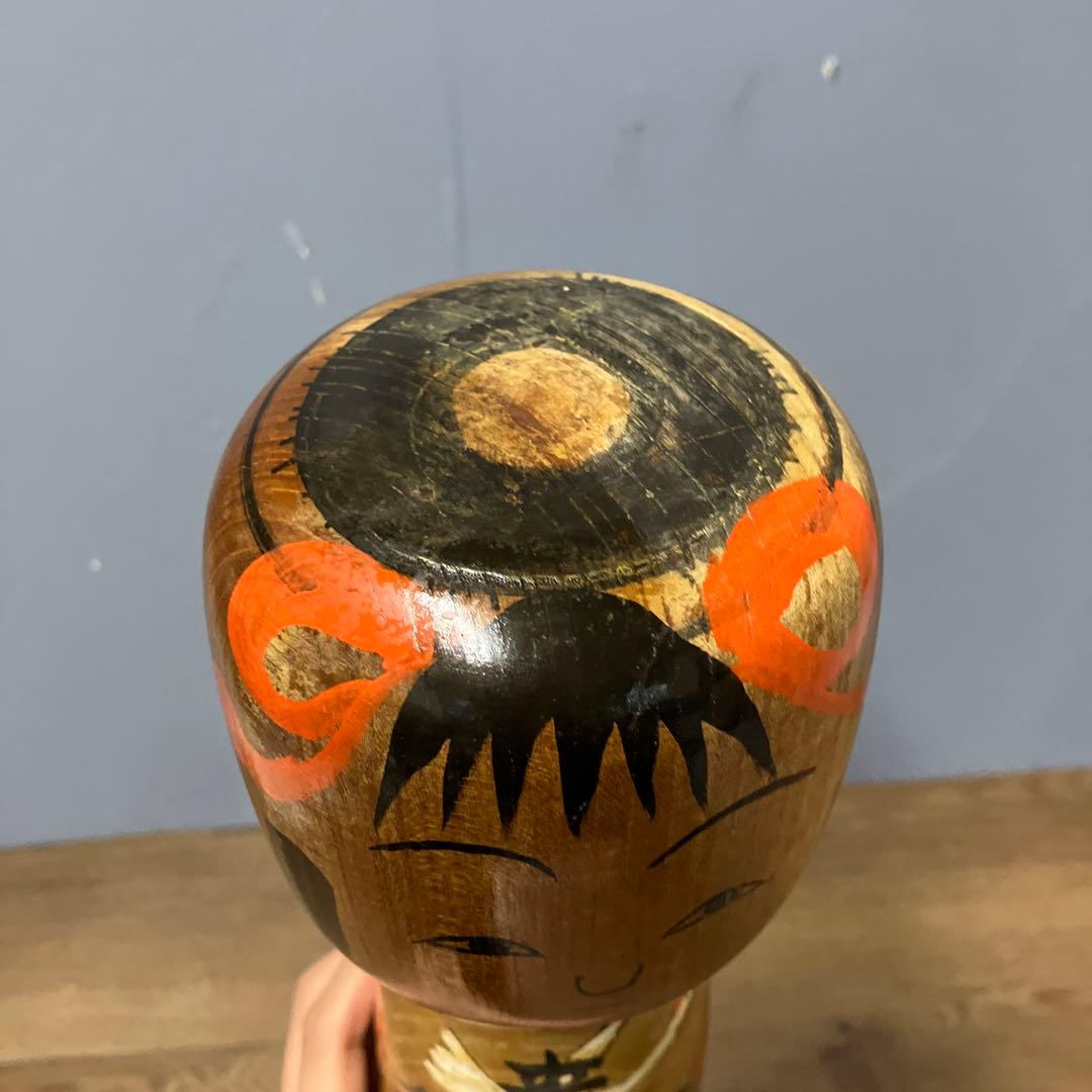 4F 希少 伝統こけし 百寿文様 鶴絵 縁起物 工芸品 サイン入り インテリア