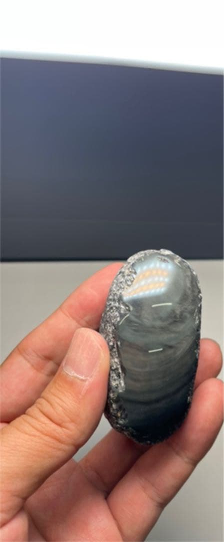 研磨品　十勝石玲瓏　メタリックブルー系レインボーオブシディアン