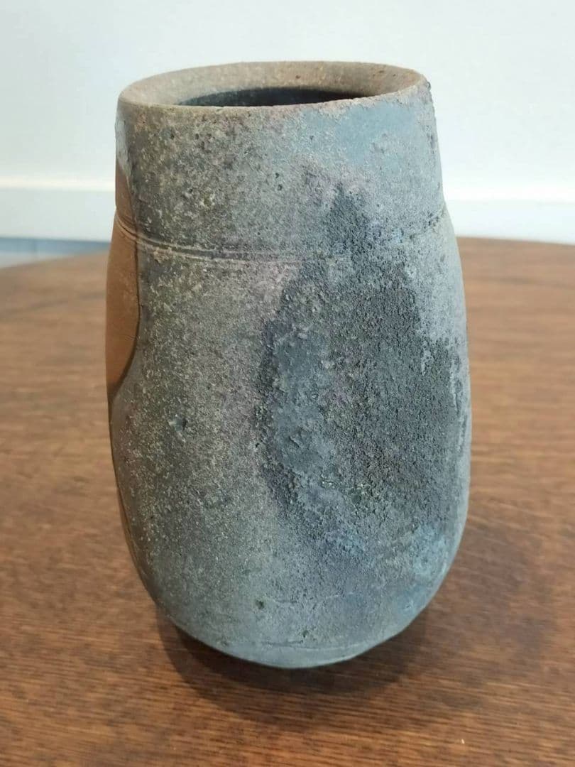 備前焼　掛花入　陶器　花器 木箱付き　　金具付き　陶芸　焼き物
