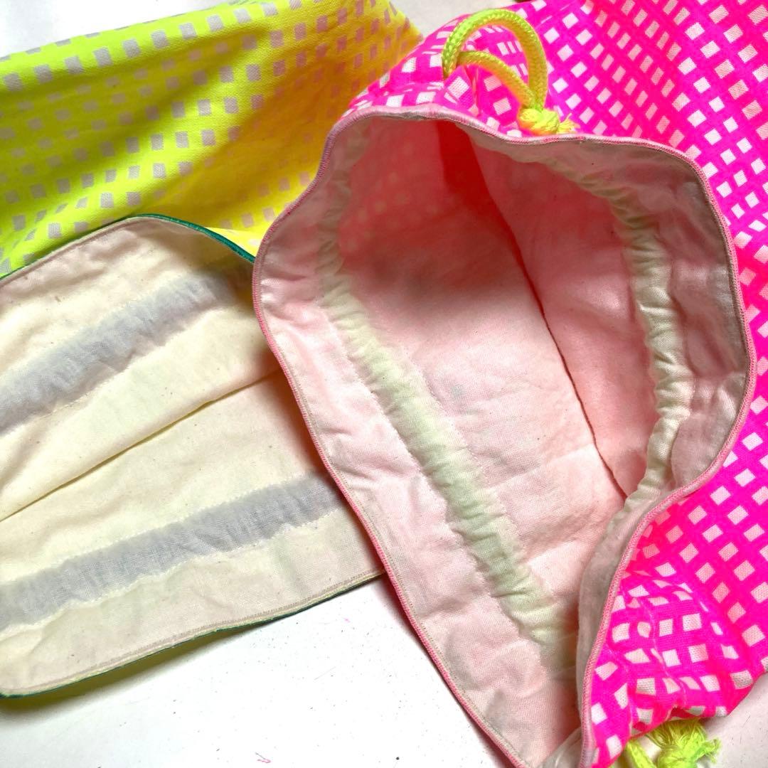 ネオン　蛍光　チェック　ハンドメイド　入学　入園　オーダー