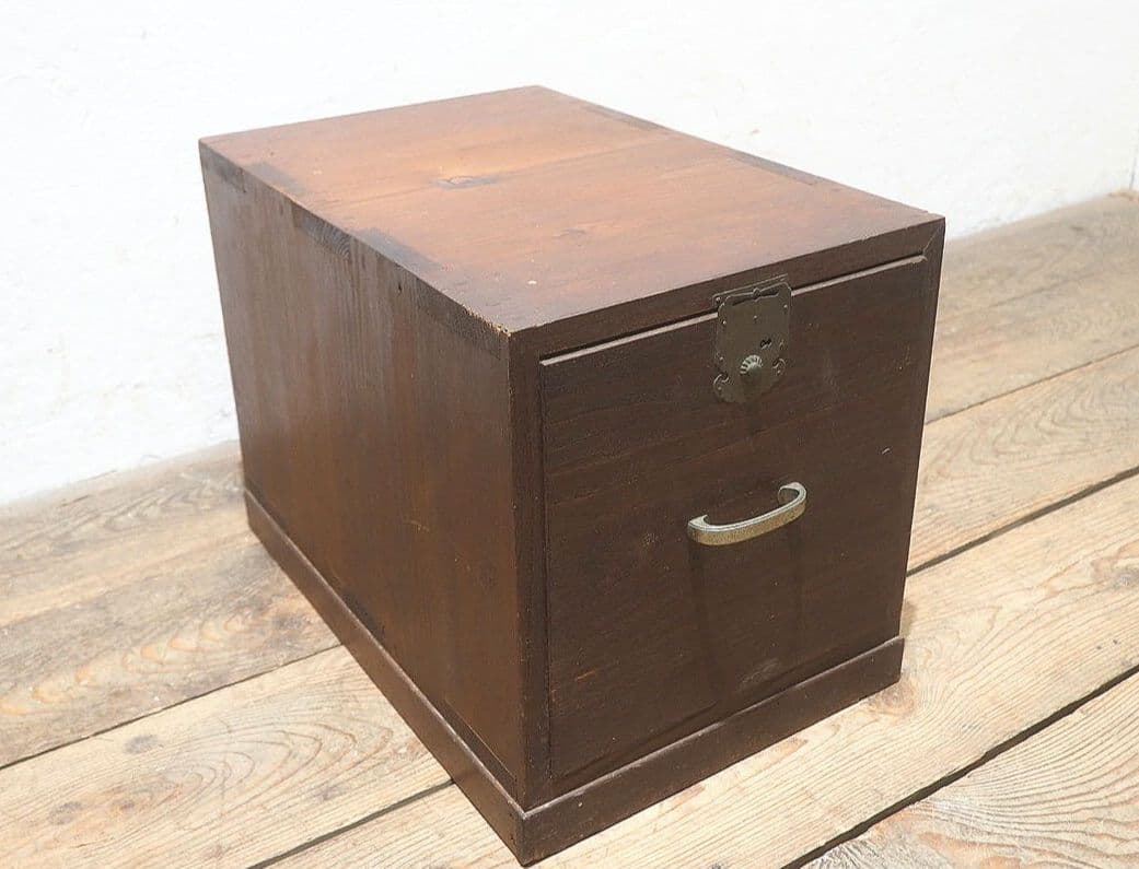 1535 アンティーク　収納ケース　展示台　古家具　骨董　レトロ　引き出し　木箱