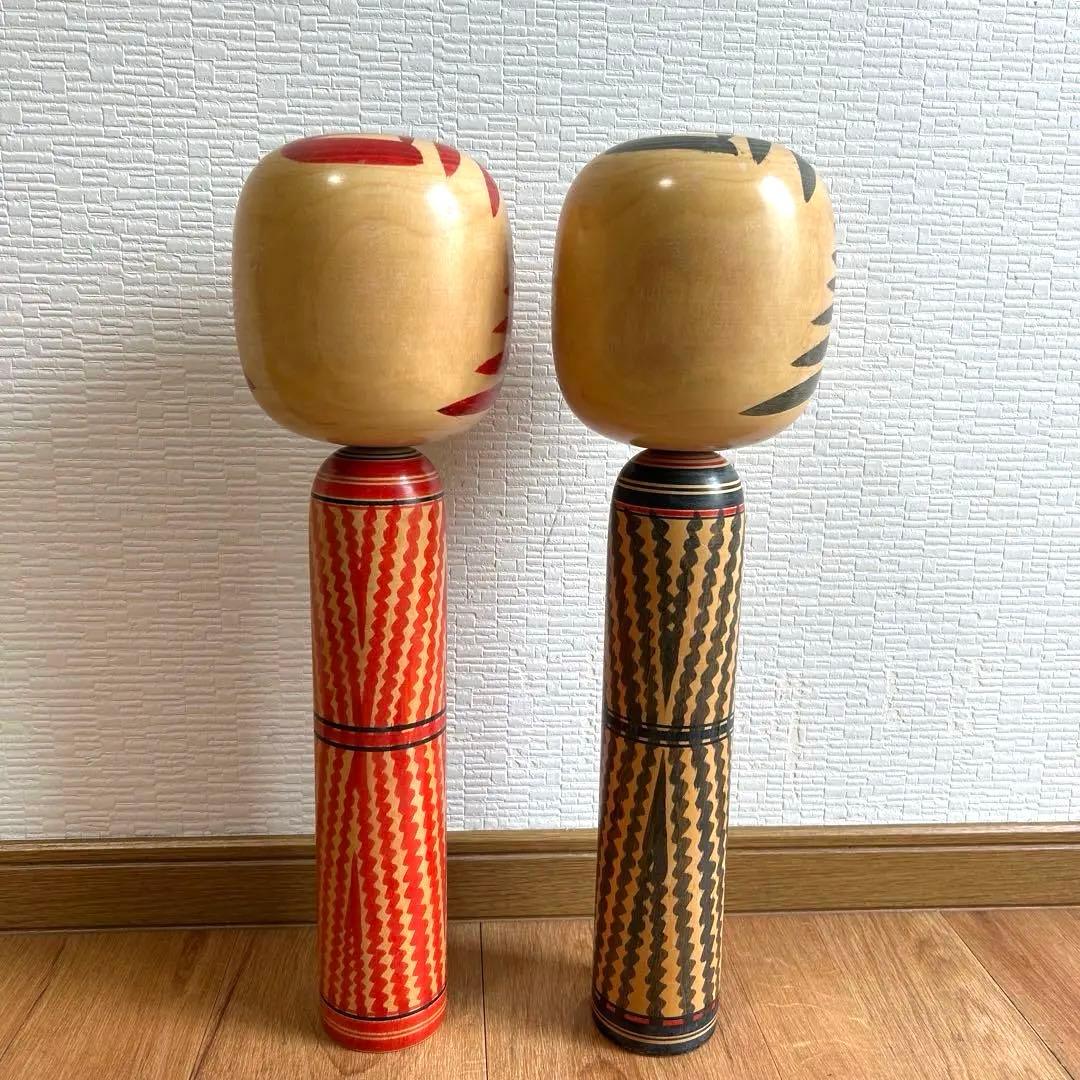 佐藤一夫作　大きい こけし　2体セット　高さ約45cm 遠刈田系
