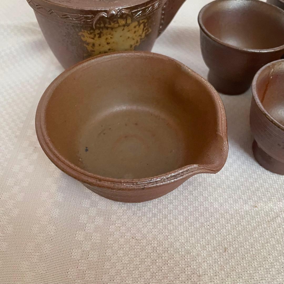 備前焼 煎茶器揃 急須 湯冷まし 湯呑5客 共箱付